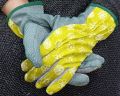 1 Pair Dot beads non slip Polyester cotton fabric PVC Dotted Palm & Finger Coated Mesh Back Floral gloves for Gardening Dusting cleaning hard works handling work Driving. 
