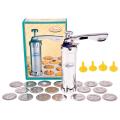 Cookie Press  Kit - Includes 20 Cookie Dies and 4 Nozzles for Cookie Making and Silver Christmas Cookie Decorating. 