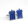 【Good-Love Store】Classic Dr Who Blue Enamel Cuff Links Shirt Brand Cuff High Quality Cufflinks for Men Television Jewelry. 