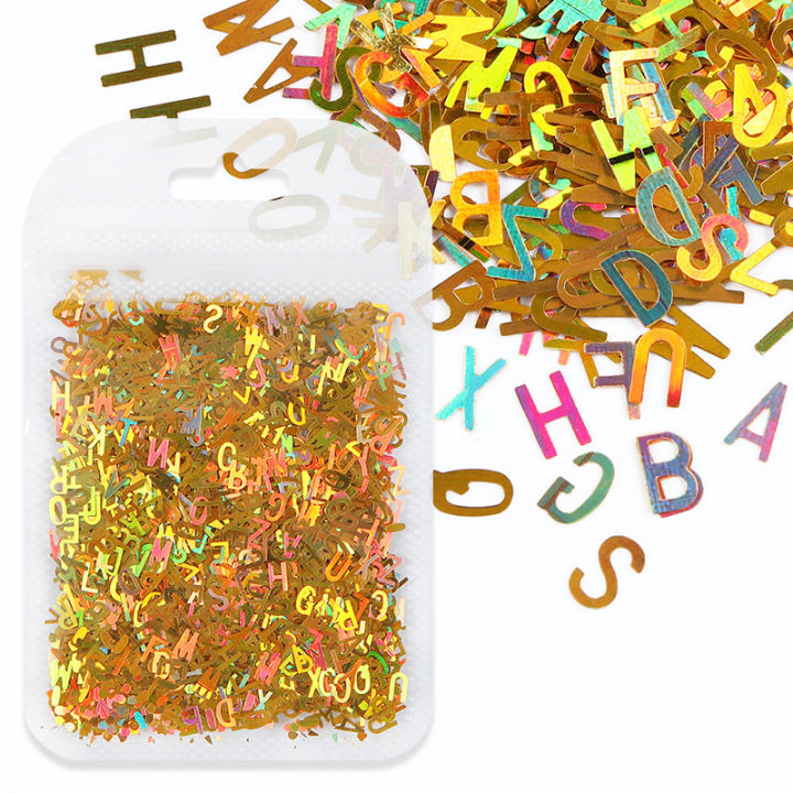 Holographic Glitter English Alphabet Flakes For Epoxy Resin Filling Laser Letter | Holographic Glitter Alphabet Flakes - Laser Cut English Letters for Epoxy Resin Art & DIY Crafts