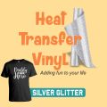 Best Quality Heat Transfer Vinyl HTV , Silver Glitter 1 Sheet 10" x 36” for Iron On T-Shirts. 