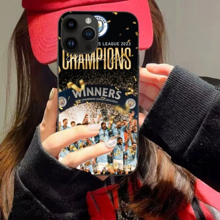 FC Manchester City Mobile Phone Case for iPhone 15 14 13 12 11 X XR XS 8 7 Pro Max Plus Mini Black Soft Phone Cover Funda