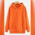Orange Plain Fleece Full Sleeves Pull Over Hoodie. 