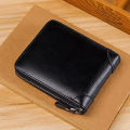Wallet for Men Bifold Round Zipper Short Wallet for Boys Brown. 