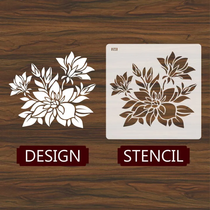 Floral%20Stencil%20%E2%80%93%20Rose,%20Sunflower,%20Leaves%20for%20Wall%20&%20Fabric%20Painting%20ID#100%20-%20Image%203