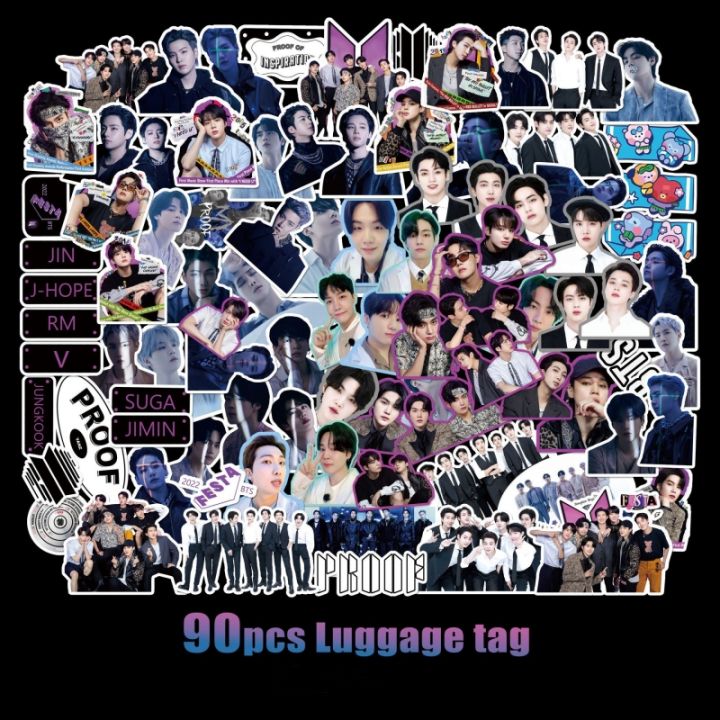 Sweet Journal 90PCS BTS Boys Kpop Butter Stickers Luggage Tag Diary Journaling Decorative Crafts Scrapbooking DIY Sticker