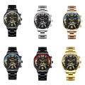 GENEVA Cross-border men's trend calendar watch three-eye men's steel strip quartz business watch manufacturers spot batch. 