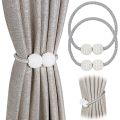 Round Pearl Polyester and strong Magnet Curtain window Tie-backs Drapery Holdbacks Binding Tie Band for Living Room Decoration, Pearl Decorative Rope Holdback Holder/buckle for office home, Classic Tiebacks Design, hold curtains drape ties backs.. 