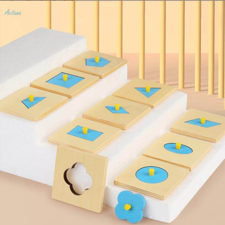 Montessori Shapes Wooden Puzzle Toy Learning Matching Game for Children ...
