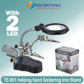 Helping Hand Soldering Stand TE-801/ TE-805 5x (With out Light) for solder work magnifying glass 4x 12x portable with Light. 
