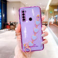 For Realme 5 Pro Back Cover with 3D Love Heart Wristband Chain Fashion Bracelet Shiny Plating Phone Case Soft Silicone Bumper Protective Cover. 