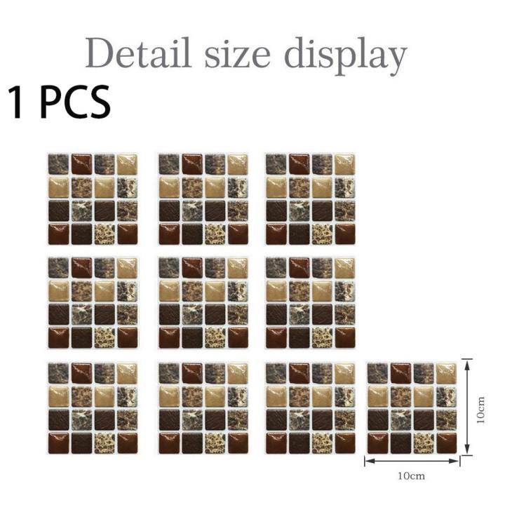 1/10Pcs Crystal Mosaic Tile Stickers DIY 3D Waterproof Self-Adhesive Wall Stickers For Kitchen Bathroom Wall Decor Sticker 10x10cm