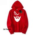 MEN Beard Style RED Hoodie white printed In 100% Fleece Export Fabric. 