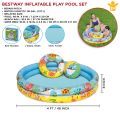 4ft Swimming Pool Set of 3, Swimming Pool with Swim Ring & Beach Ball, Inflatable Pool, Water Pool for Kids, Summer Play Toys, 3-6 Years Kids, Summer Fun, Water Games, Toddler Boys & Girls - Bestway Brand. 