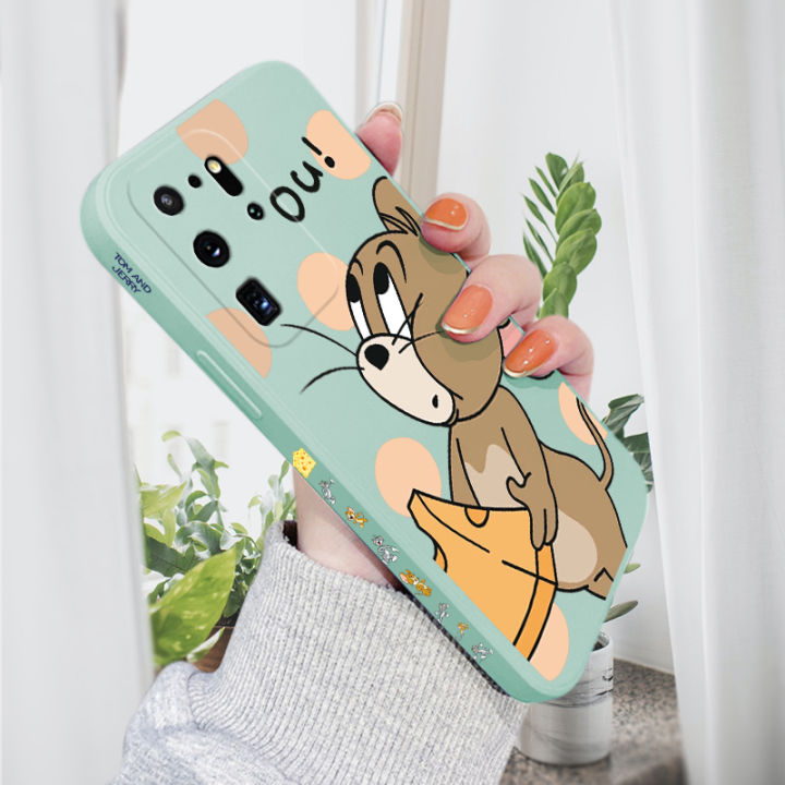 AMORVOR for Samsung Galaxy S20 Ultra Back Cover Cartoon Cat and Mouse Side design Soft Case Liquid Silicone Phone Cases