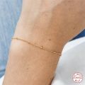 Aide Heart 925 Sterling Silver Small Beads Thin Chain Bracelets For Women Minimalist 18K Gold Bracelet Party Jewelry Accessories. 