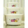 Peacock White Gold Hot Pot 3 Pieces Set Insulated Food Warmer or Cooler White Hot Pot Set. 