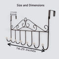 Over Door Hanger with 7 Hooks, Metal Over the Door Towel Hook, Decorative Overdoor Organizers, Hanging Storage Rack for Hat, Coats, Purses, Scarves, Clothes, Jackets, Belt, Bedroom, Bathroom, Closet. 