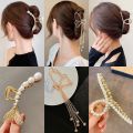 Metal Hairpin Female Beauty Hair Claw Large Shark Clip Hair Catch Headdress Pearl Hair Clip Elegant Hair Accessories. 