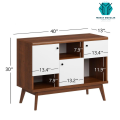 TVUNIT118 - Oak Wood Antique TV Console Brown Polish Finish Entertainment Unit Beige & Walnut Modern Living Room TV Bedroom Furniture Desk. 
