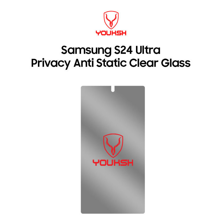 YOUKSH Samsung S24 Ultra Privacy Glass Protector - YOUKSH Samsung S24 Ultra Anti Static Glass Protector - With YOUKSH Installation kit.-