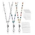 3 Pcs Retractable Badge Reels Lanyard with Name Card ID Holder for Women Fashion Beaded Badge Lanyard Necklace. 