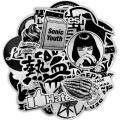 10 Pcs/Pack Metallic Color Black and White Funny Punk Mixed Waterproof Stickers for TV PC Laptop Car Bike Skateboard Guitar. 