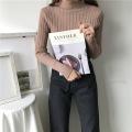 Yfashion Women Winter Knitted Sweater Solid  Half Turtleneck Thickening Tops Loose Pullover Sweater. 