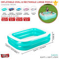 Bestway Rectangle & Oval Family Inflatable Pool Collection, Large Pool for Family Swimming, Air Inflation Pools For Children, Heavy Duty Vinyl Deep Swimming Pool 54005 54006 54009, 20 & 22 Inch Depth, 7ft 8 foot 10 feet Big Summer Water Imported Pools. 