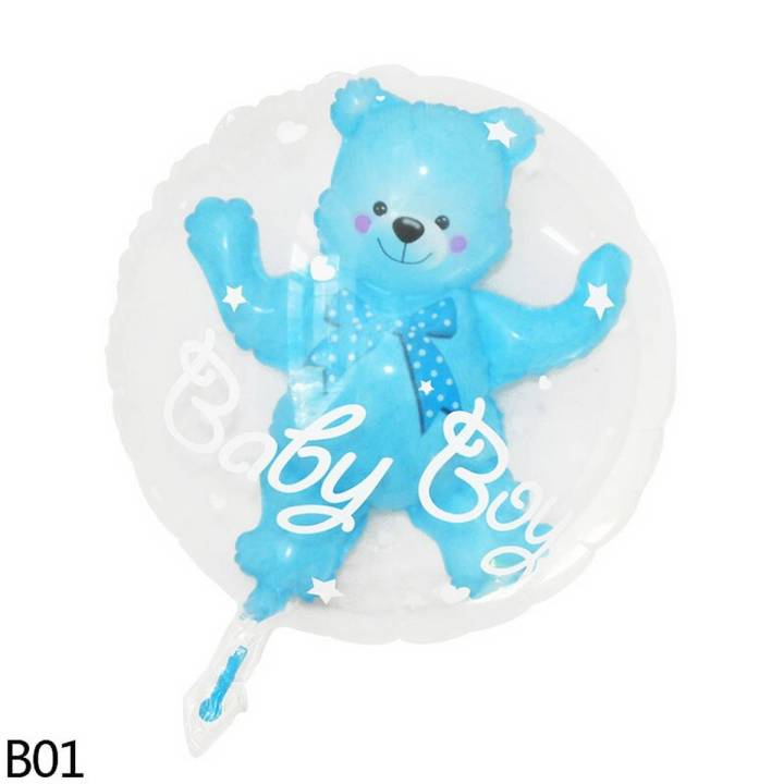 【KuaKe Mall】4D Transparent Balloon With Foil Bear Balloon Boy Girl Bubble Balloon Gender Reveal Baby Shower Decoration Globos