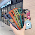 dienya For OPPO Reno 4F Case Frosted Transparent Hard Phone Case Cartoon Cute Monster Side Square Edge Casing Full Cover Camera Silicone Softcase Shockproof Protection Cases. 