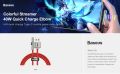 BASEUS Iridescent Lamp Type C LONG 10V 4A 40W HW FLASH CHARGE Mobile Game U S B Cable for TYPE C - 1M RED. 