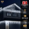 ANSIO® Outdoor Christmas Lights 320 LED 11m/35ft Icicle Lights Outdoor & Indoor Cool White Decorations String Fairy Outside Lights with Timer for Xmas Garden Bedroom & Party|Mains Powered Green Cable. 