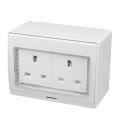 Waterproof IP55 13A Two Socket Plug Outdoor Storm Power Switched  Damp. 