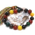Multi Color Aqeeq Stone Tasbeeh 17 Beads (Size 14MM) | tasbih e umm ul baneen - Fancy tasbi for Men and women (Agates) muslim Agate zikr prayer Tasbeeh - handmade Rosary 14mm tasbi counter Stress Relaxation. 