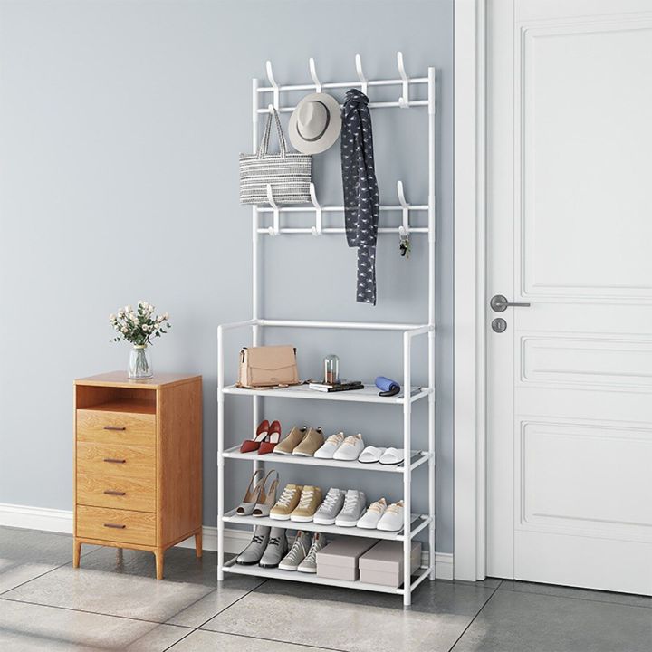 Multi-Function%204%20Tiers%20Shoes%20Rack%20With%20Hanger,%20Living%20Room%20Clothes%20Storage%20Rack%20-%20Image%202