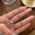 Kpop Fairy Wings Pink Heart Crystal Pendant Necklace Y2K Egirl Emo Women Heart Clavicle Chain Choker Fashion Jewelry Gifts. 