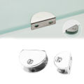 2PCS Bathroom Mirror Glass Clip Stainless Steel Half Round Glass Clamp Advertising Plate Glass Holder Shelf Clamp Bracket With Screws For Cupboard Door. 