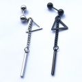 Kpop Idol Jewelry Stray Han Ji Sung Lee Felix Same Triangle Chain Ear Studs Dangle Silver Black Drop Earring Teen Accessories. 