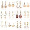 Women Rose Star Conch Moon Shell Cross Cupid Dangle Hoop Earrings Jewelry Gift. 