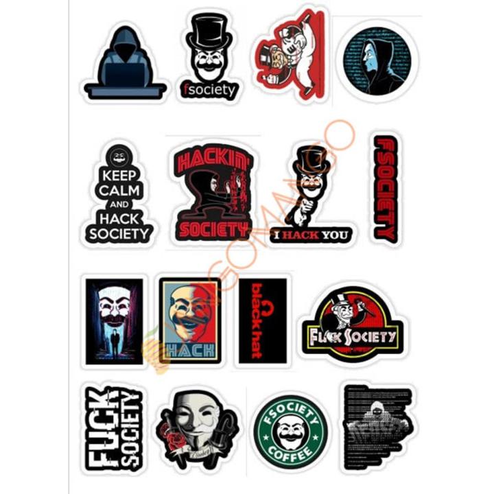 10 Pcs Fsociety Hackers Stickers Pack For Laptop, Desk and Mobile covers DIY Stickers - JangoMango Store