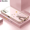 Jizetin (Free Lanyard) for Xiaomi Poco M3 Back Cover Butterfly Girl Luxury 6D Plating Case Side Pattern Soft Silicone Square Phone Cases. 