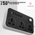 SpeedX – 6 USB & 3 Power Universal Socket 2500W with LED indicator/Heat Resistant/Surge Protector – Provide 4 Kinds of Plugs – Model: Speed-X603PU. 