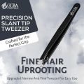 OCBA Professional Slanted Eyebrow Tweezers – Stainless Steel Facial Hair Removal Tweezers For Men & Women. 