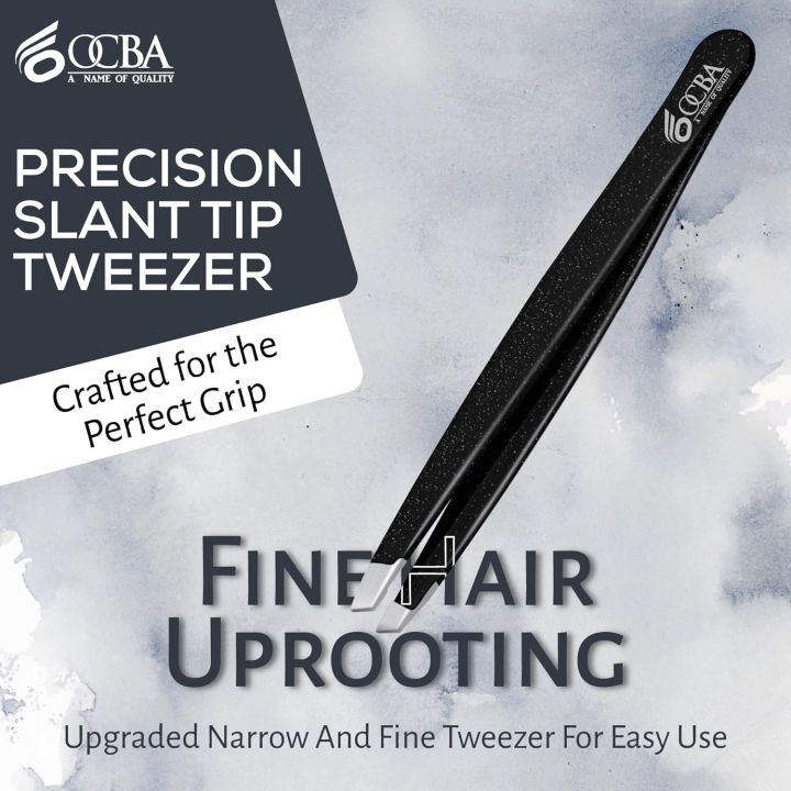 OCBA%20Professional%20Slanted%20Eyebrow%20Tweezers%20%E2%80%93%20Stainless%20Steel%20Facial%20Hair%20Removal%20Tweezers%20For%20Men%20&%20Women%20-%20Image%202