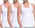 Famer® Knitwear White Fine Rib Vest For Men. 