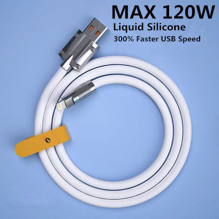 FELMYST 120W 6A Super Fast Charge iphone 14 Plus Pro Max Apple Lightning Liquid Silicone Cable Quick Charge USB Cable For iphone 13 12 11 Pro Max Ipad Bold Data Line