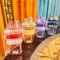 Imported Original Water Bottle Motion Bpa-Free Acrylic Water Bottle Perfect For School Kids And Active Females Customizable Sipper And 550ml Capacity Vibrant Colors And Playful Patterns Double Drinking Nozzle Design With Straw Moveable Transparent Caps. 