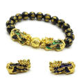 Beads Attract Wealth Jewelry Good Luck Pi Xiu Bracelet Black Obsidian Feng Shui. 