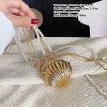 Metal Shell Bag Mini Lipstick Bag Pearl Chain Crossbody Bag Shoulder Bag Handbag Purse Waist Bag Women Makeup Jewelry Bag Eatop. 